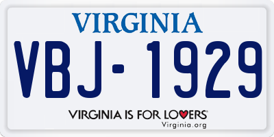 VA license plate VBJ1929