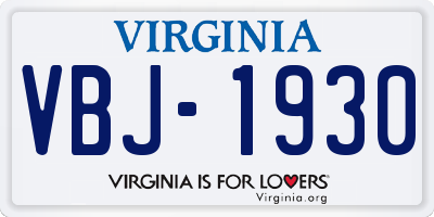 VA license plate VBJ1930