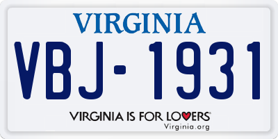 VA license plate VBJ1931