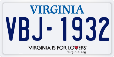 VA license plate VBJ1932