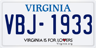 VA license plate VBJ1933