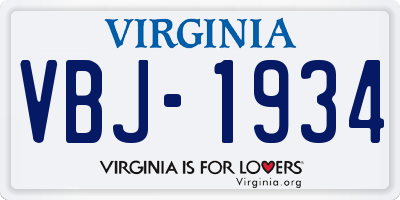 VA license plate VBJ1934