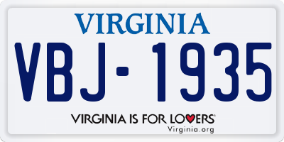 VA license plate VBJ1935