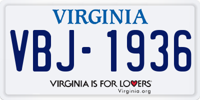 VA license plate VBJ1936