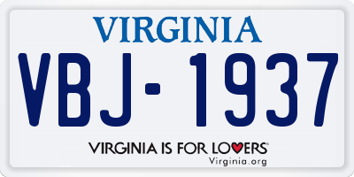 VA license plate VBJ1937