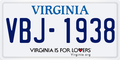 VA license plate VBJ1938