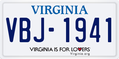 VA license plate VBJ1941