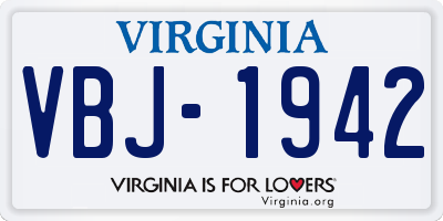 VA license plate VBJ1942