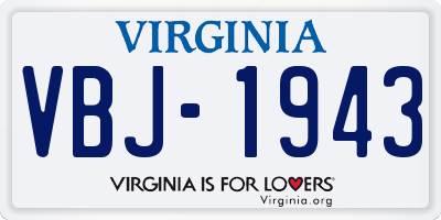 VA license plate VBJ1943