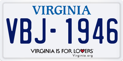 VA license plate VBJ1946