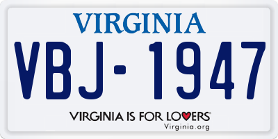 VA license plate VBJ1947