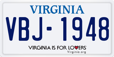 VA license plate VBJ1948