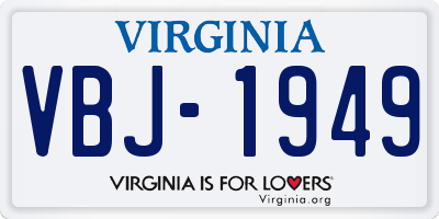VA license plate VBJ1949