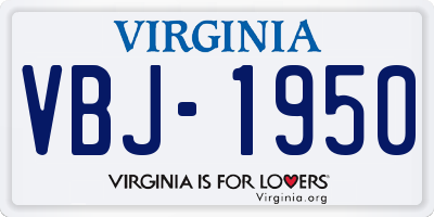 VA license plate VBJ1950