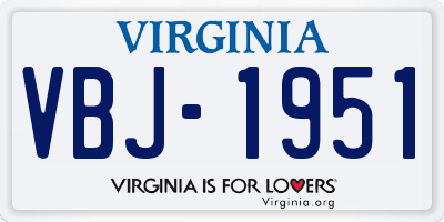 VA license plate VBJ1951