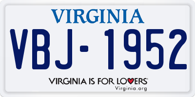 VA license plate VBJ1952