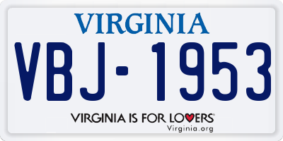 VA license plate VBJ1953