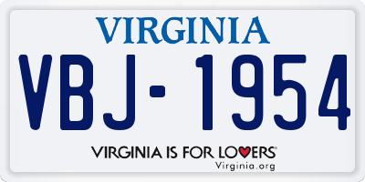 VA license plate VBJ1954