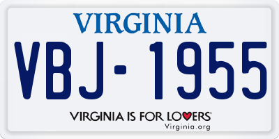 VA license plate VBJ1955