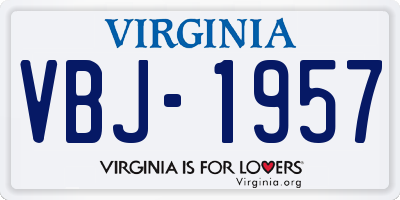 VA license plate VBJ1957