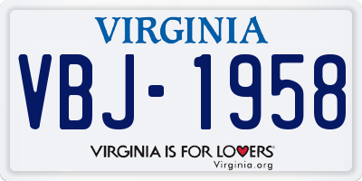 VA license plate VBJ1958