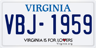 VA license plate VBJ1959