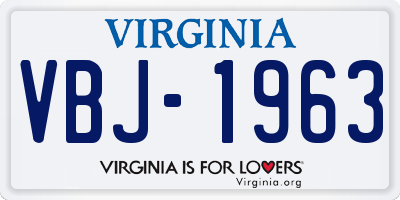 VA license plate VBJ1963