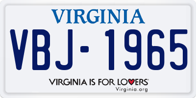 VA license plate VBJ1965