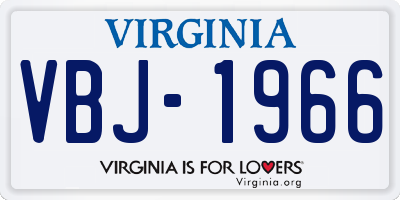 VA license plate VBJ1966
