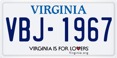 VA license plate VBJ1967