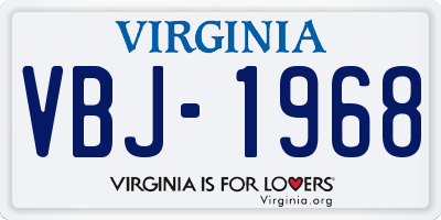 VA license plate VBJ1968