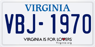 VA license plate VBJ1970