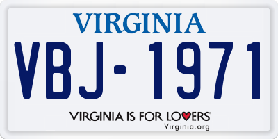 VA license plate VBJ1971