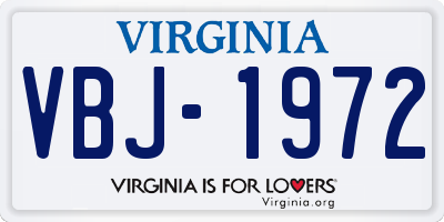 VA license plate VBJ1972