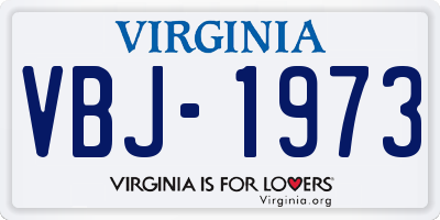VA license plate VBJ1973