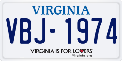 VA license plate VBJ1974