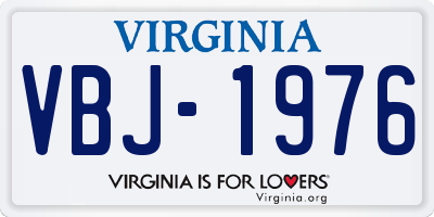VA license plate VBJ1976
