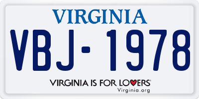 VA license plate VBJ1978