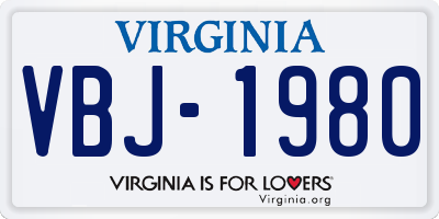 VA license plate VBJ1980