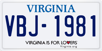 VA license plate VBJ1981