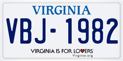 VA license plate VBJ1982