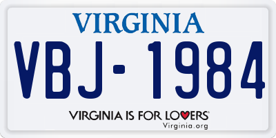 VA license plate VBJ1984