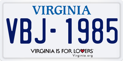 VA license plate VBJ1985