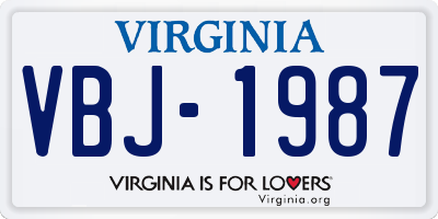 VA license plate VBJ1987