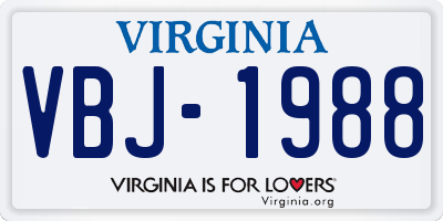 VA license plate VBJ1988