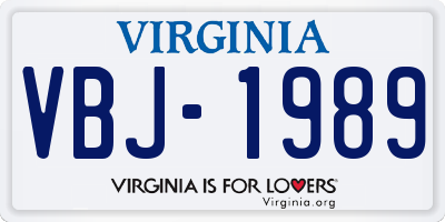 VA license plate VBJ1989