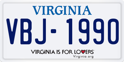 VA license plate VBJ1990