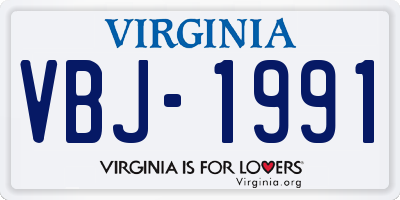 VA license plate VBJ1991