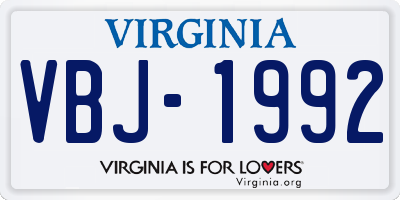 VA license plate VBJ1992