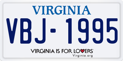 VA license plate VBJ1995